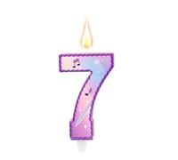 Music Theme Birthday Number 7 Candles, Pink Purple Cake 7th Candles with Musical Symbols Lace Design Cake Topper for Birthday Party Supplies Anniversary Celebrations (Number Seven)