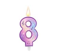 Music Theme Birthday Number 8 Candles, Pink Purple Cake 8th Candles with Musical Symbols Lace Design Cake Topper for Birthday Party Supplies Anniversary Celebrations (Number Eight)