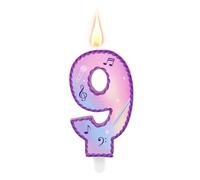 Music Theme Birthday Number 9 Candles, Pink Purple Cake 9th Candles with Musical Symbols Lace Design Cake Topper for Birthday Party Supplies Anniversary Celebrations (Number Nine)