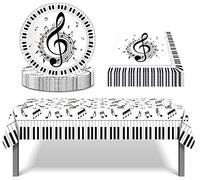 Music Theme Birthday Party Supplies and Decorations,Include Musical Social Media Plates, Napkins, Music Tablecloth, for Kids Musical Notes Birthday Party Bridal Wedding Baby Shower Decor(16 Guests )