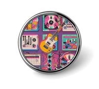 Music Theme Guitar Round Badge Personalized Metal Lapel Pin Badges Fit Clothing Bags Hat Humorous Printed Brooch Badge Party Decorations Accessories for Men Women