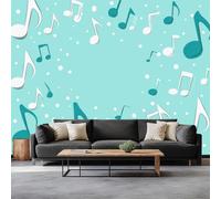 Music Theme Photo Wallpaper 300 x 210 cm Wall Mural, Cartoon Musical Notes Photo Wallpaper Living Room Bedroom Theme Hotel Sofa TV Background Decor Papel Wall Mural