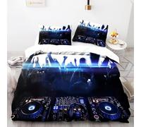 Music Theme Single Duvet Cover Set Music Djs Bedding Soft Breathable Microfiber 3D Quilt Covers 150 x 200 cm with Zipper Closure and 2 Pillowcases b-1507