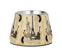 Music Theme Statue of Liberty & Eiffel Tower Feeder Dogs Bowls with Stand Stainless Steel Cat Feeding Bowls for Small Dogs Whisker Friendly