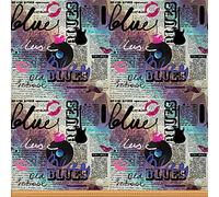 Music Themed Guitar Upholstery Fabric by The Yard Rock Music Themed Fabric for Upholstery and Home DIY Projects Vinatge Musical Waterproof Outdoor Fabric 1 Yard,(L92*W150cm) Colorful