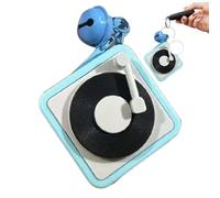 Music Themed Keyring, Record Player Holder, Vintage Turntable Key Ring for Couples, Recording Function - Decorative Couple Key Ring