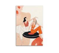 Music Themed Retro Wall Art, Vintage Vinyl Record Dancing Design for Home Studio Living Room And Bar Decoration Hanging Paintings Poster 08x12inch(20x30cm)