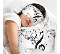Music Treble Clef and Note Artistic, Sleep Mask for Home Travel, Full Eye Covers Light Blocking Eye Mask Sleep Eye and Ear Muffs