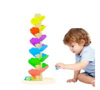Music Tree Wooden Marble Run, Montessori Sound Tree With 1 Base, 4 Balls in 6 Colors, Rainbow Ball Tower, Colorful Wooden Ball Drop Toy, Marble Run for 3 Year Olds