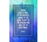 Music: Ukulele Tab Journal 6x9 - Blank 6 Stave Music Sheet Paper Notebook - Musician Staff Manuscript Notation Composition Book - Inspirational Quote, Abstract Blue Green Turquoise Watercolor Art