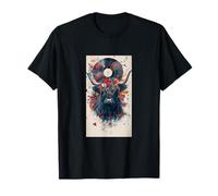Music Vintage Boho Art Colorful Nature Cow Retro T-Shirt