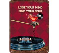Music Vintage Tin Sign Wine Wall Hanging Decor Gift for Music Lovers For Man Cave Women Cave Cafe Bar Club Pub Wall Decor Thanks Giving Day Halloween Day Birthday Housewarming Gift 5.5x8 Inch