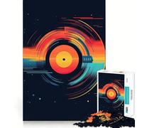 Music Vinyl Record for Adults 1000 Piece Jigsaw Puzzle Thought Toy Anxiety Relief Precise Edge Thoughtful Gift (38x26cm)