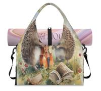 Music Violin Animal Hedgehog Sports Duffle Bag with Shoe Compartment Weekend Overnight Bags Tote Cabin Luggage Bag for Gym Yoga Travel