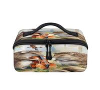 Music Violin Animal Hedgehog Travel Makeup Bag Portable Waterproof Pouch Open Flat Toiletry Bags Toiletries Cosmetics Traveling Organizer for Women Men