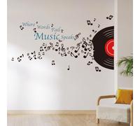 Music Wall Decals - Vinyl Record & Musical Notation Stickers, DJ-Themed Wall Art for Bedroom, Studio, and Music Lovers' Deco