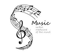 Music Wall Stickers Music is The Medicine of The Mind Mural Musical Notes Stave Vinyl Decal Home Decor Art Poster Extra Large - 67x75cm