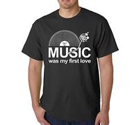 Music Was My First Love t-shirt (Vinyl / LP / Turntable / DJ) (Large)