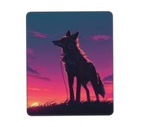 Music Wolf Mouse Pad Black Durable Soft Waterproof Non-Slip Rubber Leather with Stitched Edge Gaming Mouse Pads for Desk Office Laptop11.8 x9.8
