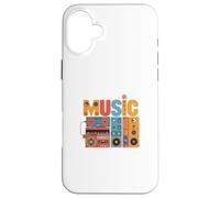 Music Word Made of 80s 90s Boombox Retro Case for iPhone 16 Plus