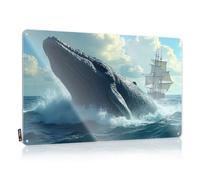 Music Yard Cool Wall Decor - A Giant Whale Breaches The Ocean Near A Sailing Ship. Accessory Rustic Wall Hanging(20X30CM)