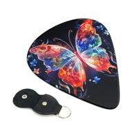 Musica Butterfly Guitar Plectrums, 6 Guitar Plectrums, Double Sided Printing, For Acoustic Guitar, Bass, Ukulele, Electric Guitar (0.46 Mm 0.71 Mm 0.96 Mm)