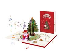 Musical and LED Light Christmas Card Foldable 3D Popup Greeting Card with Envelope for Holiday Invitation Postcard Unique Christmas Cards
