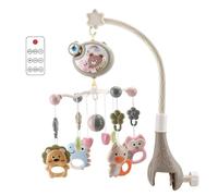 Musical Baby Crib Mobile with Projector, Bear Gray | Animal Star Lights with Remote Control, Rotating Projector for Visual Tracking with Cognitive Growth