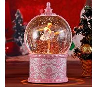 Musical Ballerina Christmas Snow Globes, 7.1 Inch Lighted Snow Globe with Swirling Glitter, Battery Operated & USB Powered Music Box Valentines Day Gifts for Girls, Women