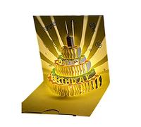 Musical Birthday Cake Card LED Light Greeting Cards With Envelope For All Occasion Girl Kid Wife Postcards Unique Card