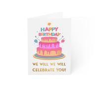 Musical Birthday Cake Card - 'We Will Celebrate You' Rock Anthem Theme - Fun & Festive - 6 x 8 Inch - Includes Envelope