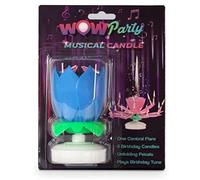 Musical Birthday Candle Amazing Opening Lotus Flower Light Spinning Cake Candle (Blue)