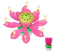 Musical Birthday Candle, Pink Rotating Lotus Candle for Cake, Lotus Flower Candle Plays Birthday Music for Birthdays Christmas Wedding