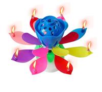 Musical Birthday Candles, Lotus Flower Musical Candle, Rotating Flower Happy Birthday Cake Candle with Auto-Opening Petals, Colored Birthday Candles for Party