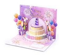 Musical Birthday Card, 3D Pop Up Birthday Card with Lights and Blowable Candle Firework Sound Effects Happy Birthday Greeting Cards with Envelope Unique Gift for Women Men Kids Mum Dad