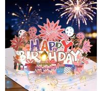 Musical Birthday Card, 3D Pop Up Birthday Card with Music & Firework & Light, Blowable Candle with Sensor, Birthday Gifts for Women, Men, Grandma, Mum, Boys, Girls and Kids
