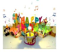 Musical Birthday Card for 1 Year Old Kids, Funny 3D Dog Pop Up 1st Birthday Card with Music & Lights & Blowable Candle for One Year-Old Kids Boys Girls Dog Lovers