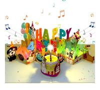 Musical Birthday Card for 4 Years Old Kids, Funny 3D Dog Pop Up 4th Birthday Card with Music & Lights & Blowable Candle for Four Year-Old Kids Boys Girls Grandson Granddaughter Dog Lovers