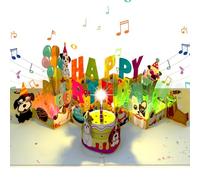 Musical Birthday Card for 60 Years Old Men/Women, 3D Dog Pop Up 60th Birthday Card with Music & Lights & Blowable Candle for Sixty year-old Women Men Mum Dad Dog Lovers