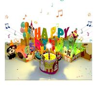 Musical Birthday Card for 65 Years Old Men/Women, 3D Dog Pop Up 65th Birthday Card with Music & Lights & Blowable Candle for Sixty-five Years Old Women Men Mum Dad Dog Lovers