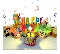 Musical Birthday Card for 75 Years Old Men/Women, 3D Dog Pop Up 75th Birthday Card with Music & Lights & Blowable Candle for Seventy-five Years Old Women Men Grandma Grandpa Mum Dad Dog Lovers