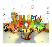 Musical Birthday Card for 80 Years Old Men/Women, 3D Dog Pop Up 80th Birthday Card with Music & Lights & Blowable Candle for Eighty year-old Women Men Grandma Grandpa Mum Dad Dog Lovers