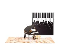 Musical Birthday Card, Pop-Up Birthday Card with 3d Black Grand Piano Design, Romantic Music Theme Birthday For Women's Birthday, Anniversary, Valentine's Day
