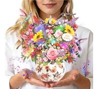 Musical Birthday Card with Light, 3D Hummingbird Flower Bouquet Birthday Card Also As Valentine's Day Card, Mother's Card, Anniversary Card for Girls, Her, Women, Wife