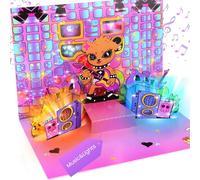 Musical Birthday Card with Lights - Funny 3D Punk Bear Pop-Up Birthday Card Plays Rocking Bday Music - Perfect for Girls, Boys, Granddaughters, Grandsons, Women, Men