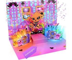 Musical Birthday Card with Lights - Funny 3D Punk Bear Pop-Up Birthday Card Plays Rocking Bday Music - Perfect for Girls, Boys, Granddaughters, Grandsons, Women, Men