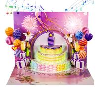 Musical Birthday Cards for Women,3D Pop up Happy Birthday Card with Blowable Candle and Lights for Girls,DIY All Age Greeting Card Birthday Gifts for Women Mom Wife Girl Sister Daughter