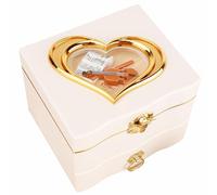 Musical Box,Elegant Musical Jewelry Box with Dancing Ballerina, Vanity Mirror ,Girls Vintage Musical Jewellery Box with Ballerina Jewelry Storage Case with Drawer for Girls,White,13.4x11.2x19.2cm