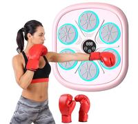 Musical Boxing Machine, 9 Speed Modes Music Boxing Machine with Boxing Gloves, Smart Bluetooth Music Boxer, LED Wall Mounted Music Boxing for Adults and Children for Gym (Pink+Adult)