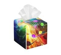 Musical Canvas Tissue Box Cover Pu Leather Square Tissue Box Cover Case, Paper Organizer Dispenser For Kitchen Bathroom Bedroom Vanity Countertop Night Stands